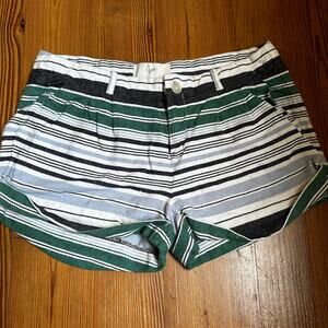 Josie white gray green striped linen shorts SIZE 4